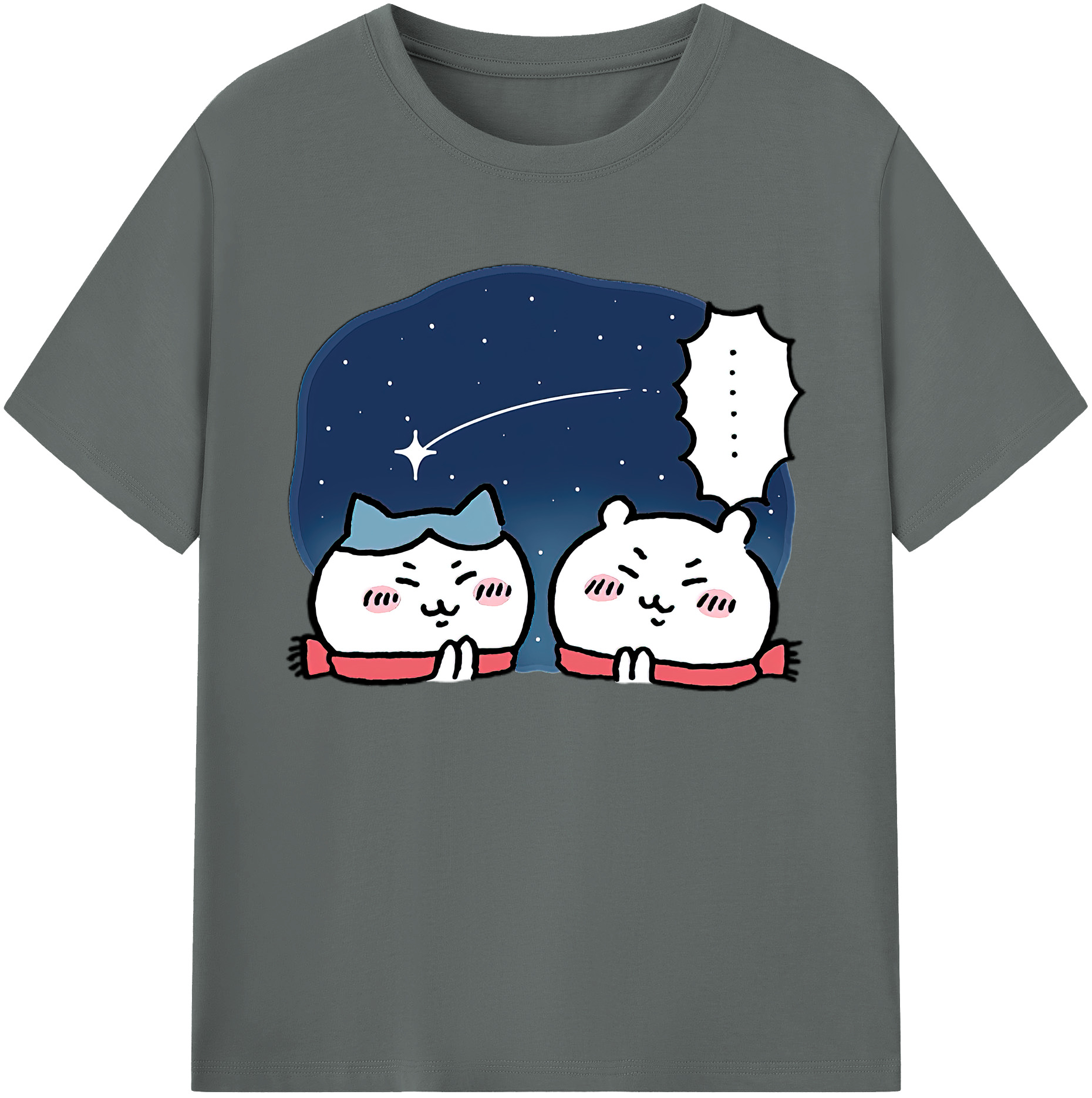 （画像用） ちいかわ ハチワレ Chii-kawa hachiware 綿100％ メンズ半袖Tシャツ｜肌触りやわらか＆通気性
